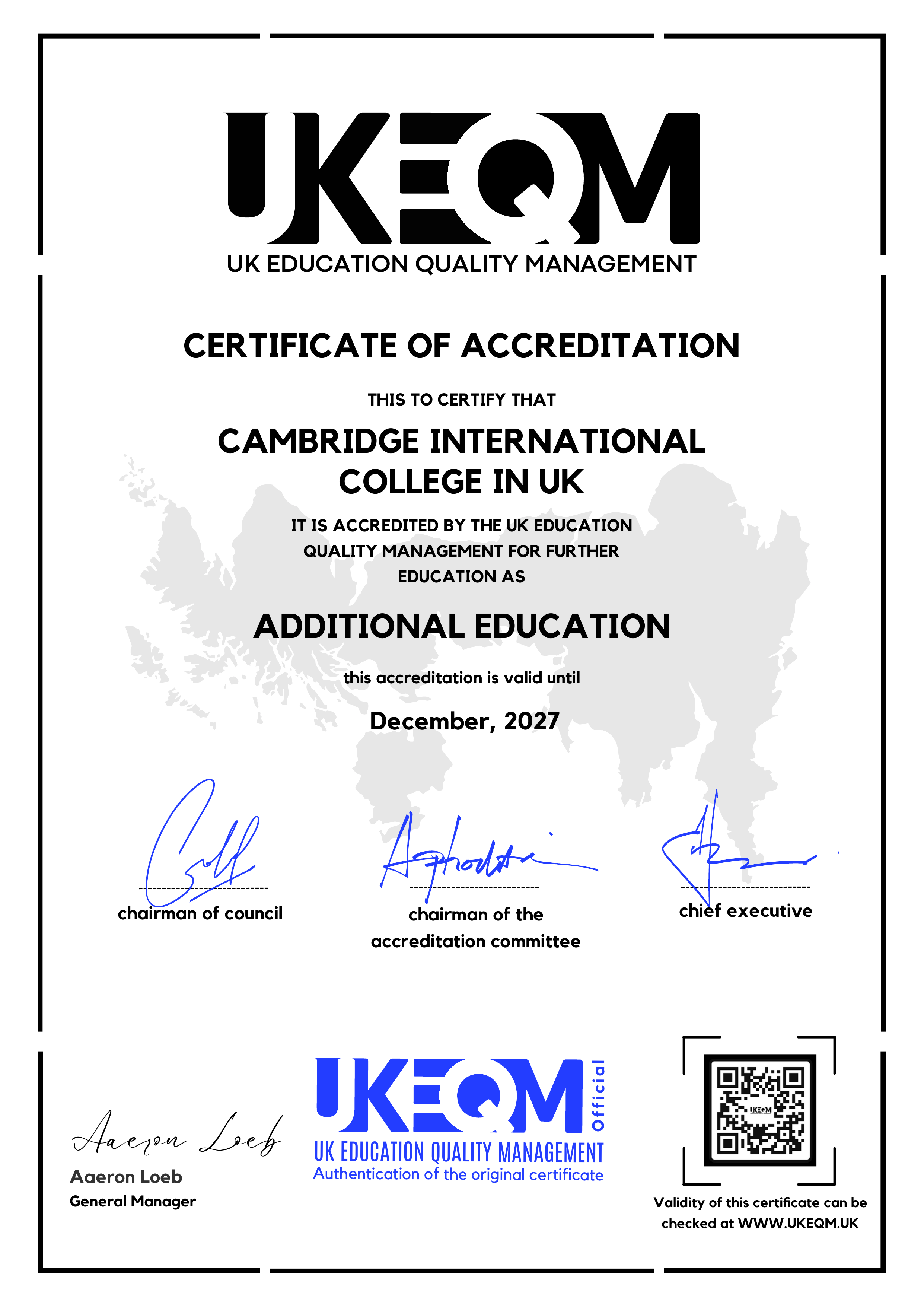 Accreditation Certificate 2
